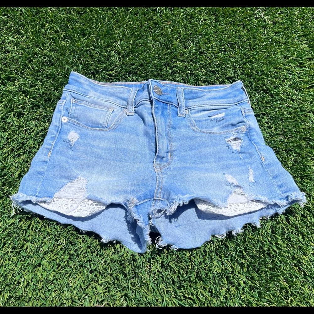 American Eagle Super Stretch Shorts, Blue, Size 2